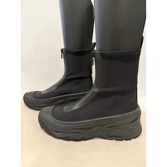 Zara Sporty Zippered Technical Fabric Black Ankle Boots Women Size US 9 EUR 40 - Picture 10 of 15